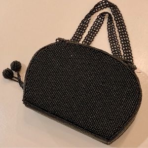 Vintage LA REGALE Beaded Black Evening Bag Clutch